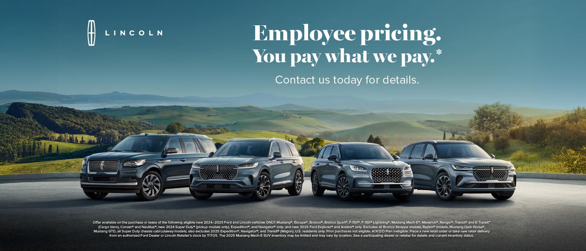 Employee Pricing | South Bay Lincoln