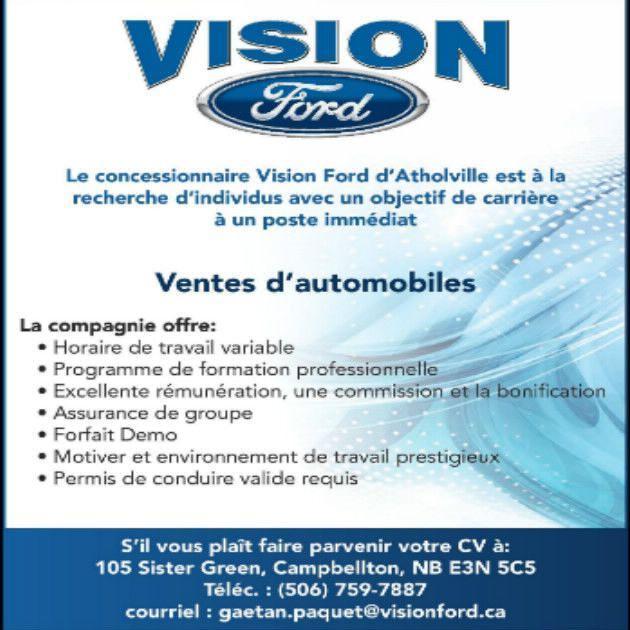 Offre d'emploi Vision Ford Offre d'emploi Vision Ford