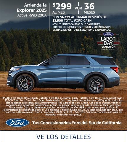 Labor Day Sellathon 2025 | 2025 Ford Explorer Gasoline Lease Offer | Southern California Ford Dealers