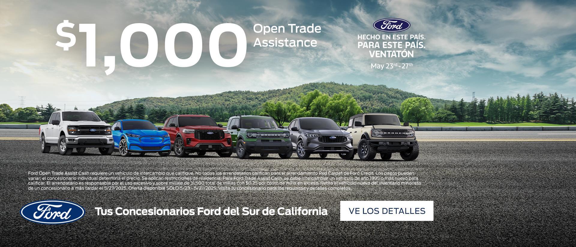 Memorial Day Sellathon 2025 | $1,000 Ford Open Trade Assistance Cash on Select Models | Southern California Ford Dealers