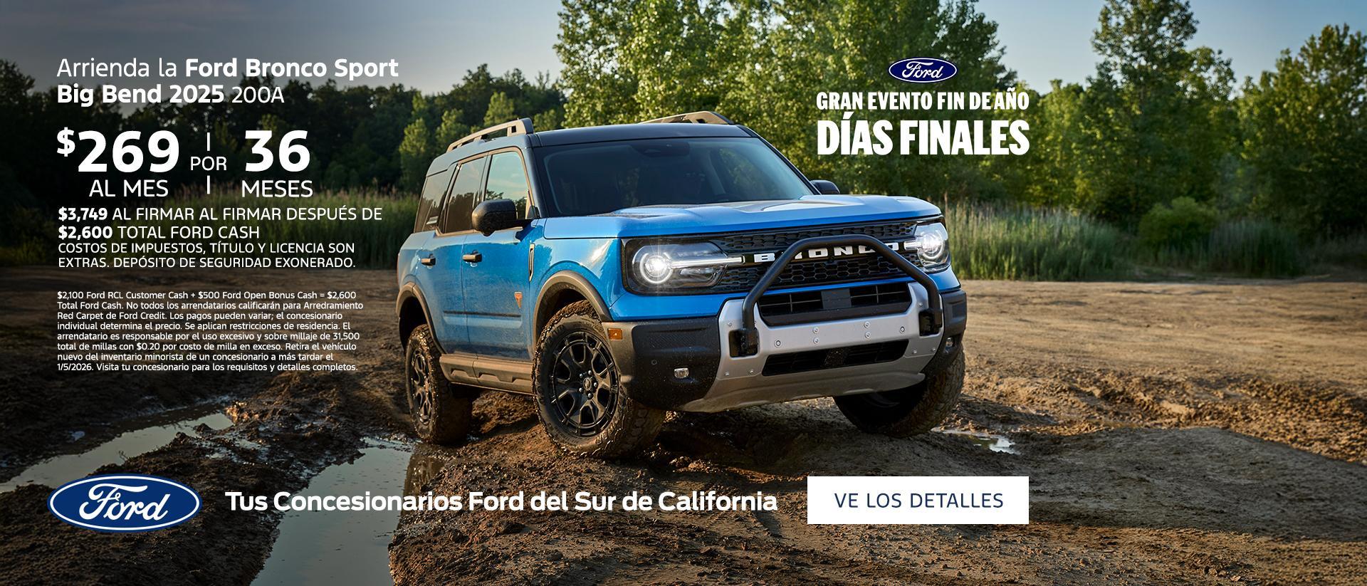 Evento de ventas de fin de año de Ford | Oferta de arrendamiento de la Ford Bronco Sport 2025 | Concesionarios Ford del sur de California