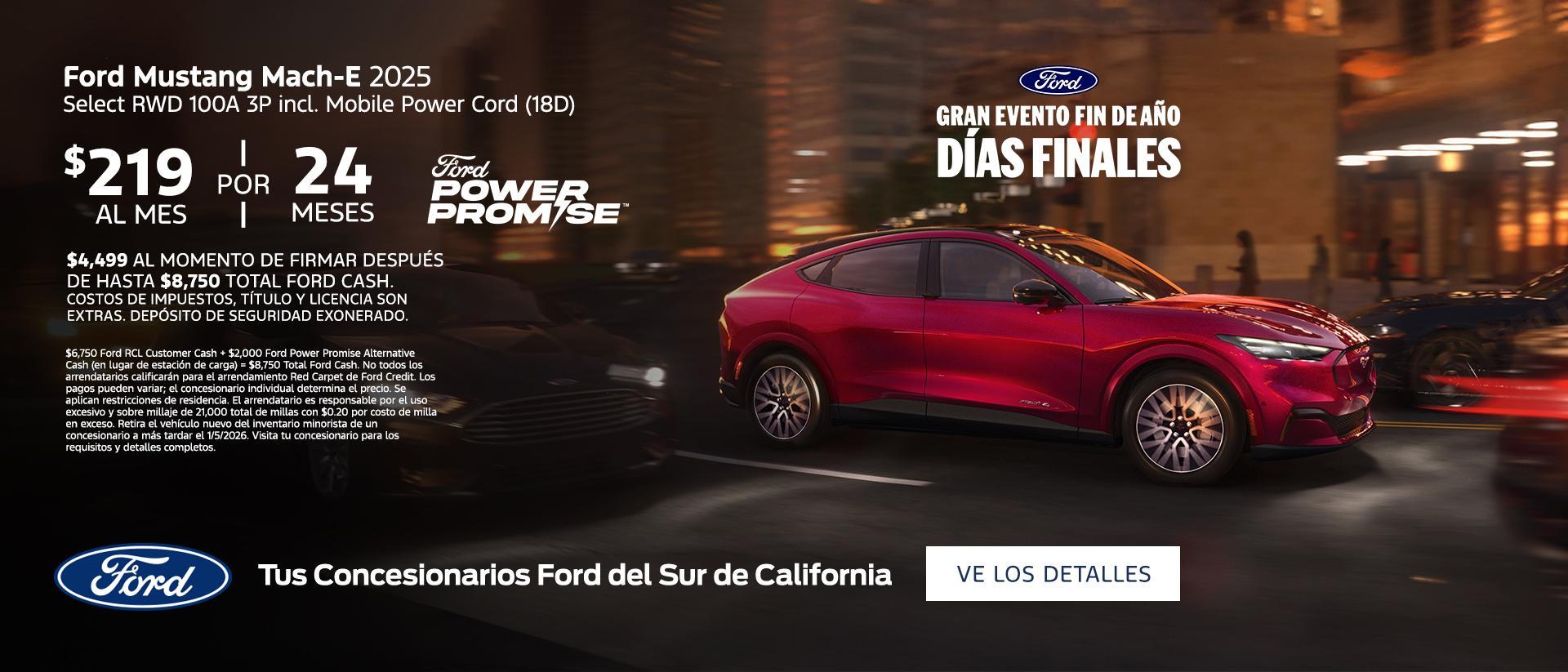 Evento de ventas de fin de año de Ford | Oferta de arrendamiento de la Ford Mustang Mach-E 2025 | Concesionarios Ford del sur de California