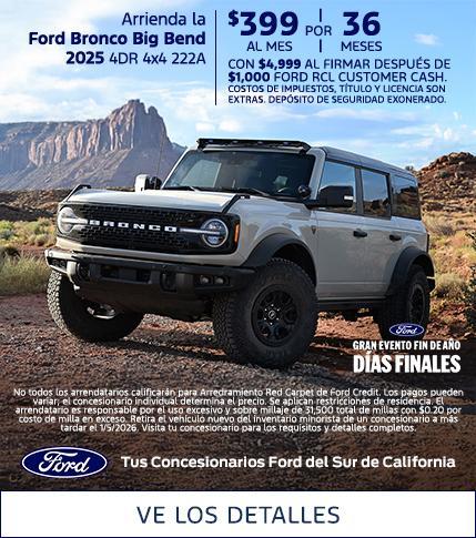 Evento de ventas de fin de año de Ford | Oferta de arrendamiento de la Ford Bronco 2025 | Concesionarios Ford del sur de California