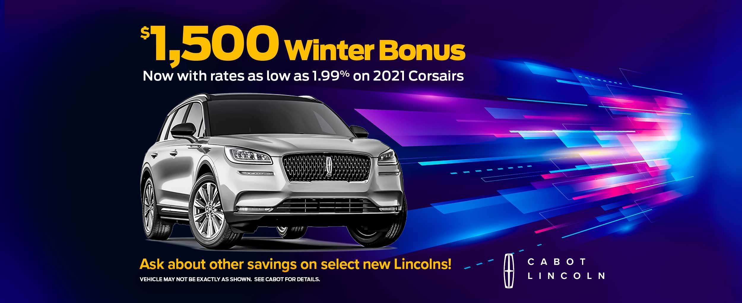 $1,500 WINTER BONUS and rates as low as 1.99% on 2021 Corsairs