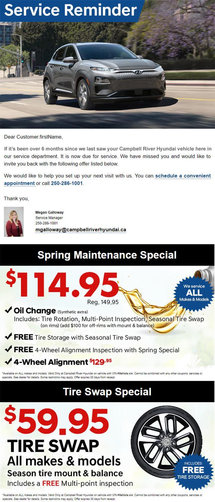 Current Service Special - Campbell River Hyundai Current Service Special - Campbell River Hyundai