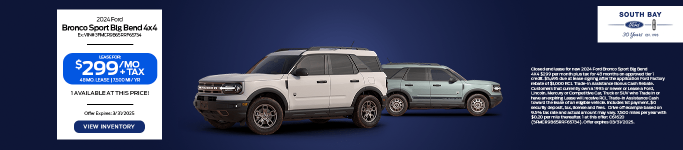 2024 Ford Bronco Sport lease deals at Hawthorne Ford dealership
