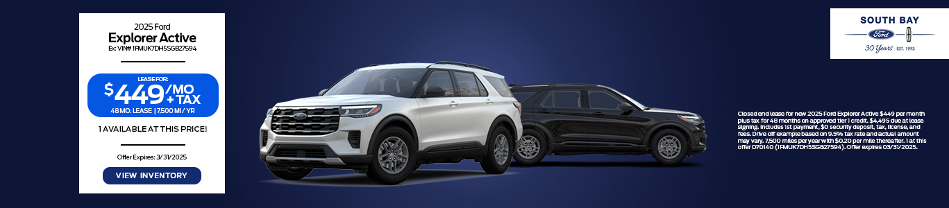 2025 Ford Explorer lease deals at Hawthorne Ford dealership