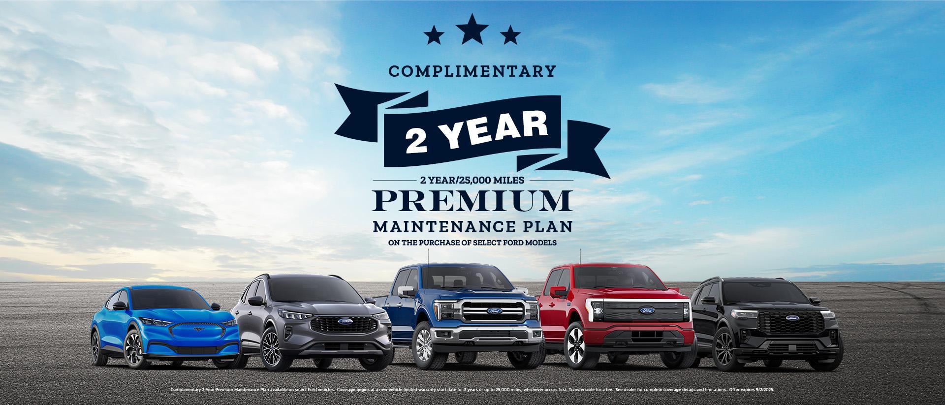 2-Year Complimentary Premium Maintenance Plan Available on the Purchase of Select Ford Models From South Bay Ford in Hawthorne, CA
