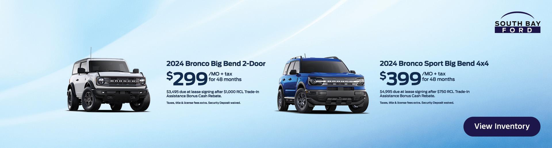 Ford Bronco &amp; Bronco Sport Lease Offers at South Bay Ford in Hawthorne, CA