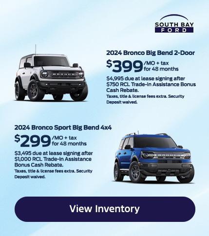 Ford Bronco &amp; Bronco Sport Lease Offers at South Bay Ford in Hawthorne, CA