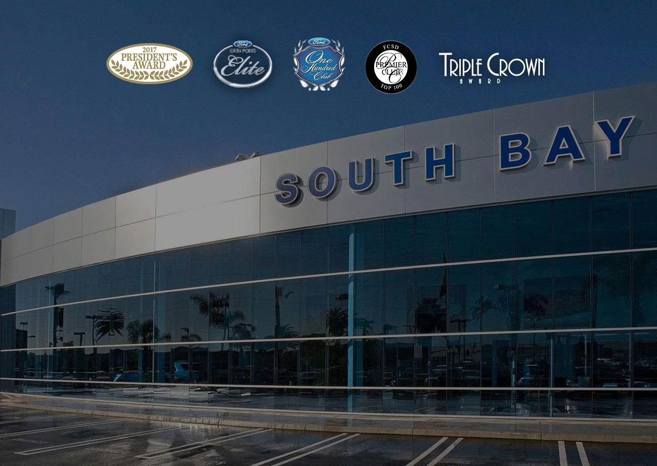 Exterior of South Bay Ford with Awards
