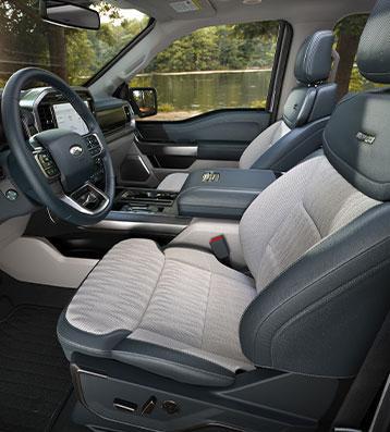 Interior side view of front seat inside the 2023 FORD F-150®
