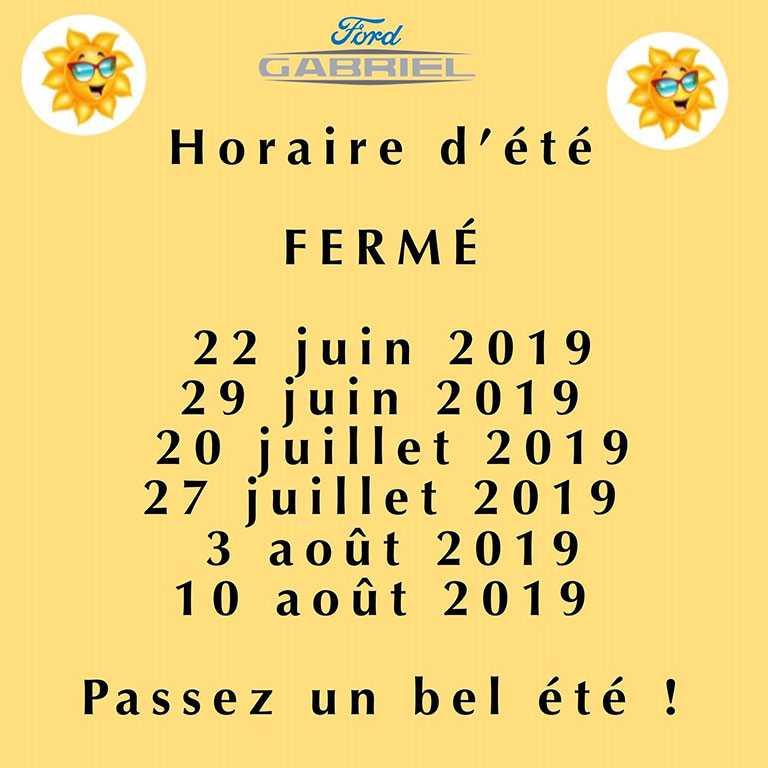 Horaire ete Horaire ete