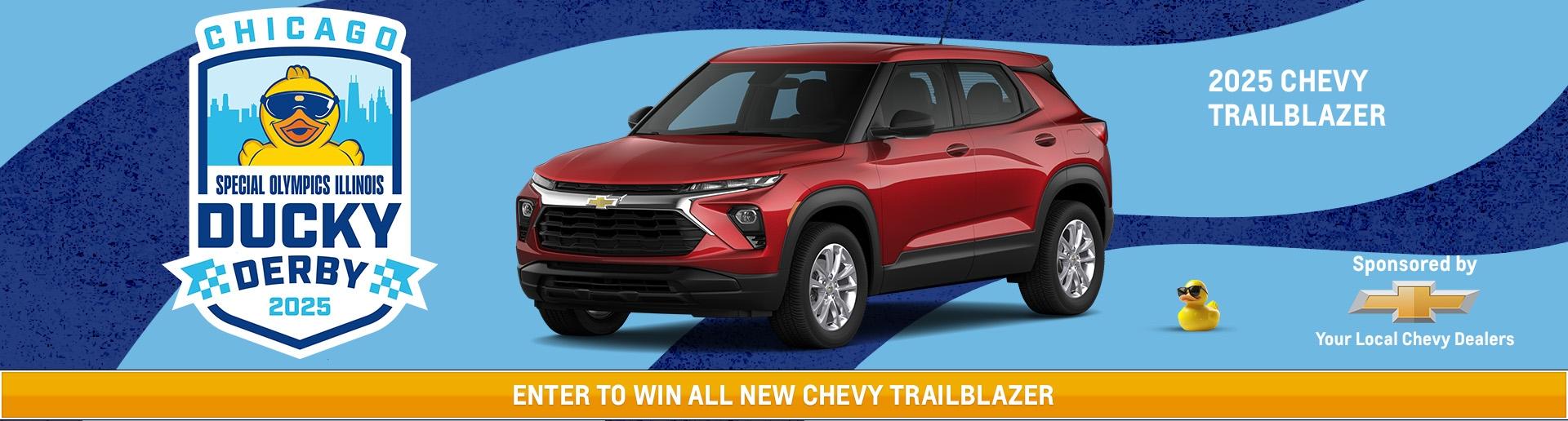 Enter to win a 2025 Chevy Trailblazer from your local Chicagoland or northwest Indiana Chevrolet dealer and support the IL Special Olympics via the Chicago Ducky Derby.