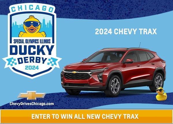 Enter to win a 2024 Chevy Trax from your local Chicagoland or northwest Indiana Chevrolet dealer and support the IL Special Olympics via the Chicago Ducky Derby.