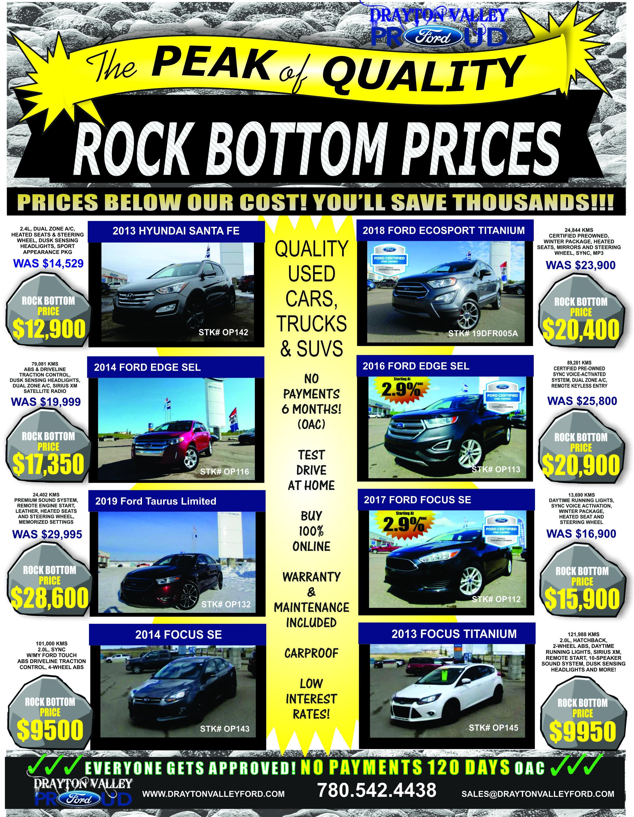 Rock Bottom Prices on Used Vehicles! Rock Bottom Prices on Used Vehicles!