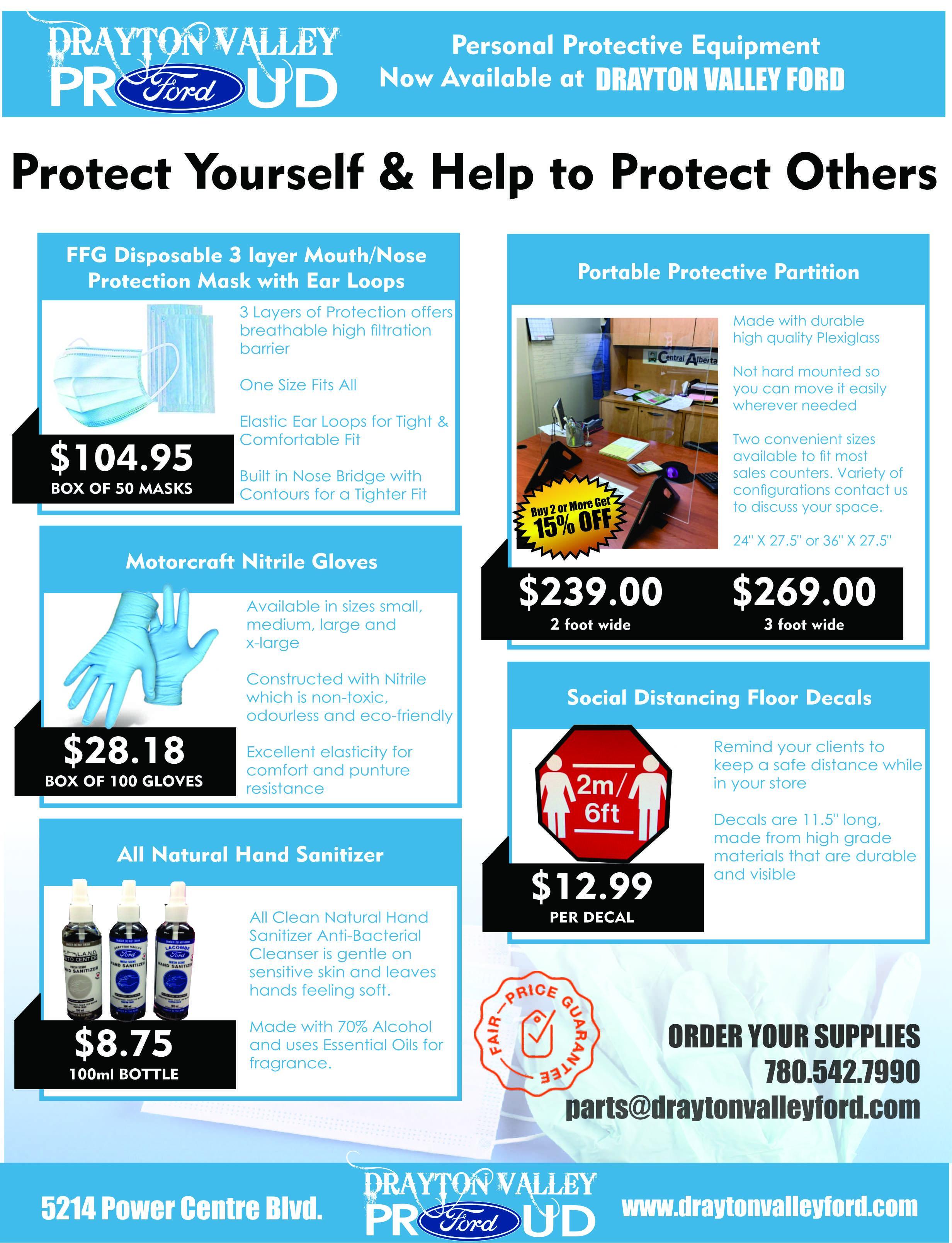 Personal Protective Equipment AVAILABLE NOW at Drayton Valley Ford Personal Protective Equipment AVAILABLE NOW at Drayton Valley Ford