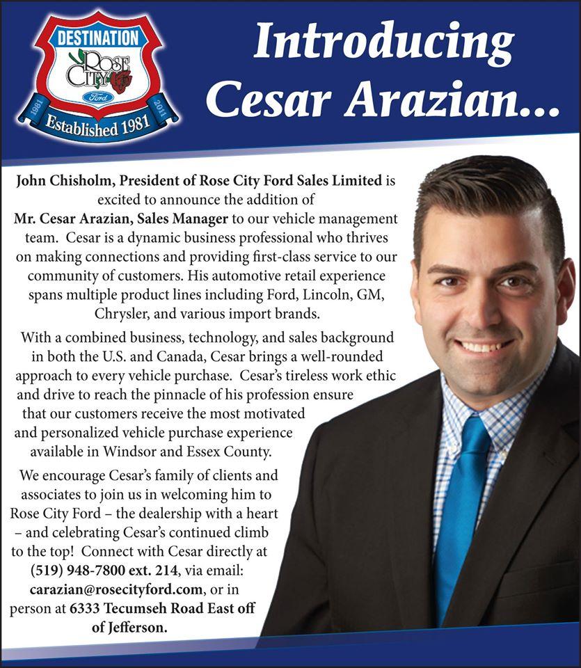 Ford Welcome Cesar Arazian to the Rose City Family image Ford Welcome Cesar Arazian to the Rose City Family image