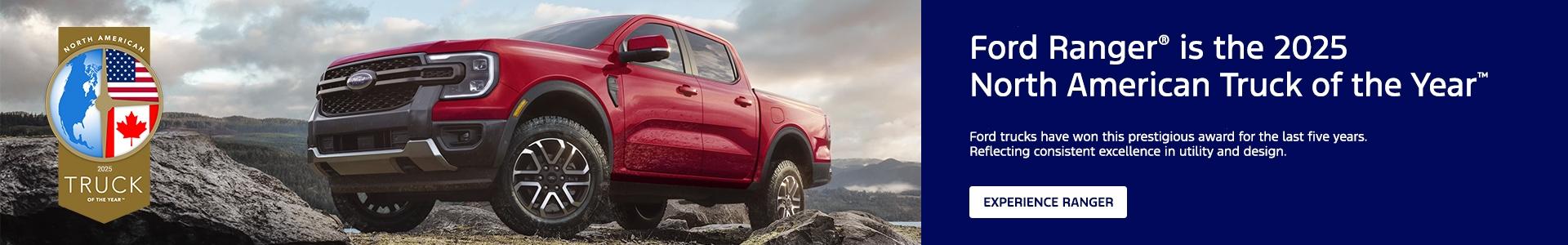 The Ford Ranger is the 2025 North American Truck of the Year and available at your nearest Southern California Ford Dealer.