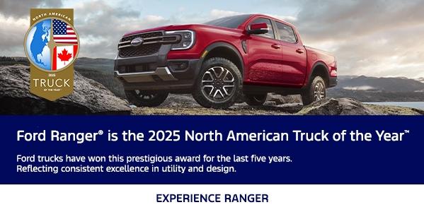 The Ford Ranger is the 2025 North American Truck of the Year and available at your nearest Southern California Ford Dealer.