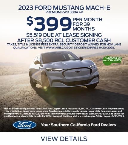 2023 Ford Mustang Mach-E Lease Offer | Southern California Ford Dealers