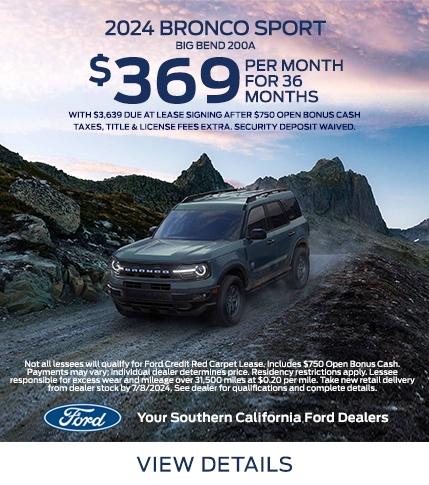 2024 Ford Bronco Sport Lease Offer | Southern California Ford Dealers