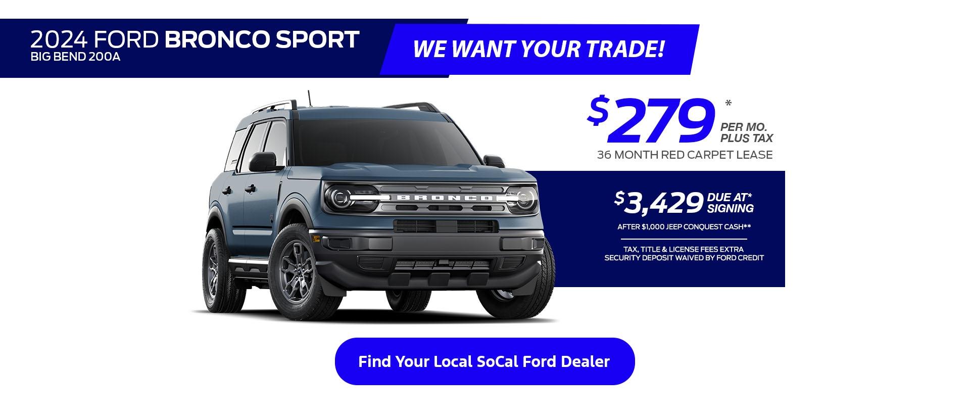 Special Offers for Jeep Owners | 2024 Ford Bronco Sport Lease Offer | Southern California Ford Dealers