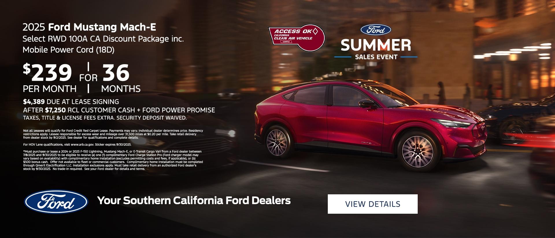 Ford Mustang Mach-E Select Lease Offer | Southern California Ford Dealers