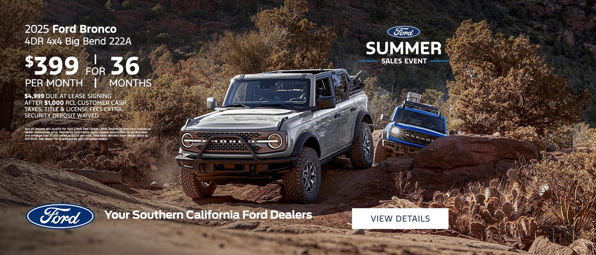 Ford Bronco Lease Offer | Ford Summer Sales Event | Southern California Ford Dealers