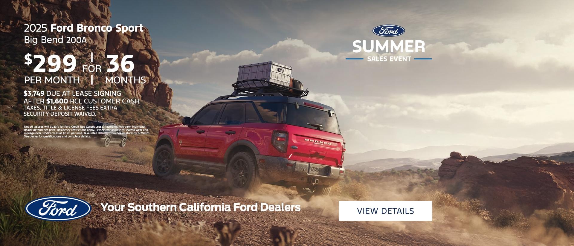 Ford Bronco Sport Lease Offer | Ford Summer Sales Event | Southern California Ford Dealers