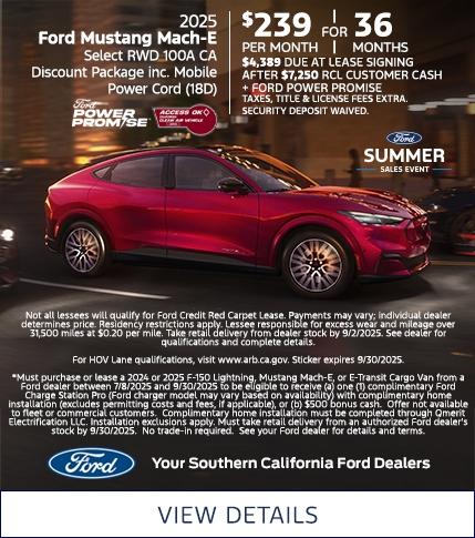 Ford Mustang Mach-E Select Lease Offer | Southern California Ford Dealers