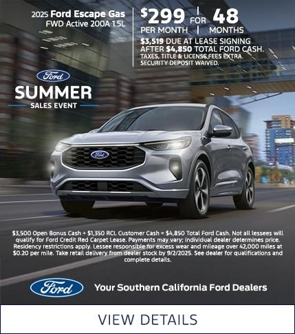 Ford Escape Gas Lease Offer | Ford Summer Sales Event | Southern California Ford Dealers