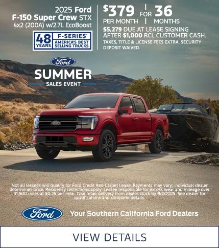 Ford F-150 Lease Offer | Ford Summer Sales Event | Southern California Ford Dealers