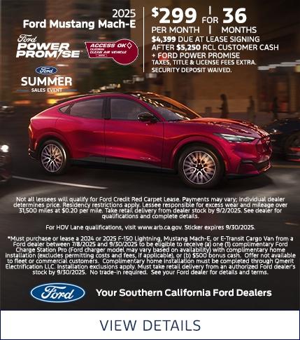 Ford Mustang Mach-E Lease Offer | Ford Summer Sales Event | Southern California Ford Dealers
