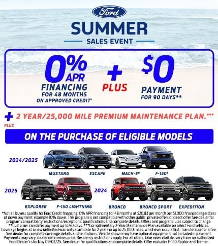 Ford Eligible Models Lease Offer | Ford Summer Sales Event | Southern California Ford Dealers