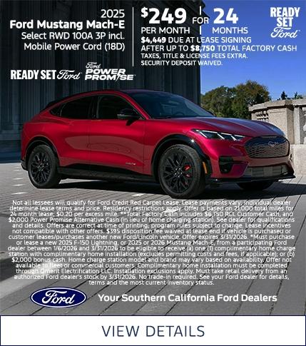2025 Ford Mustang Mach-E Lease Offer | Southern California Ford Dealers 2025 Ford Mustang Mach-E Lease Offer | Southern California Ford Dealers