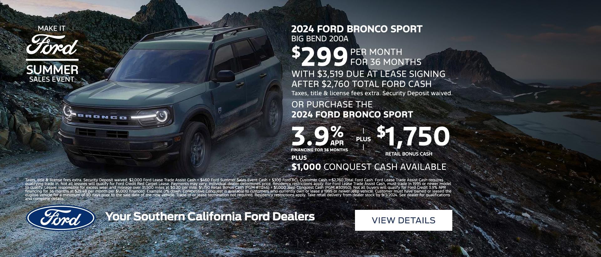 Make it Ford Summer Sales Event | Ford Bronco Sport Offers | Southern California Ford Dealers