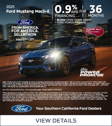 Ford Memorial Day Sellathon 2025 | 2025 Ford Mustang Mach-E Purchase (Retail) Offer | Southern California Ford Dealers