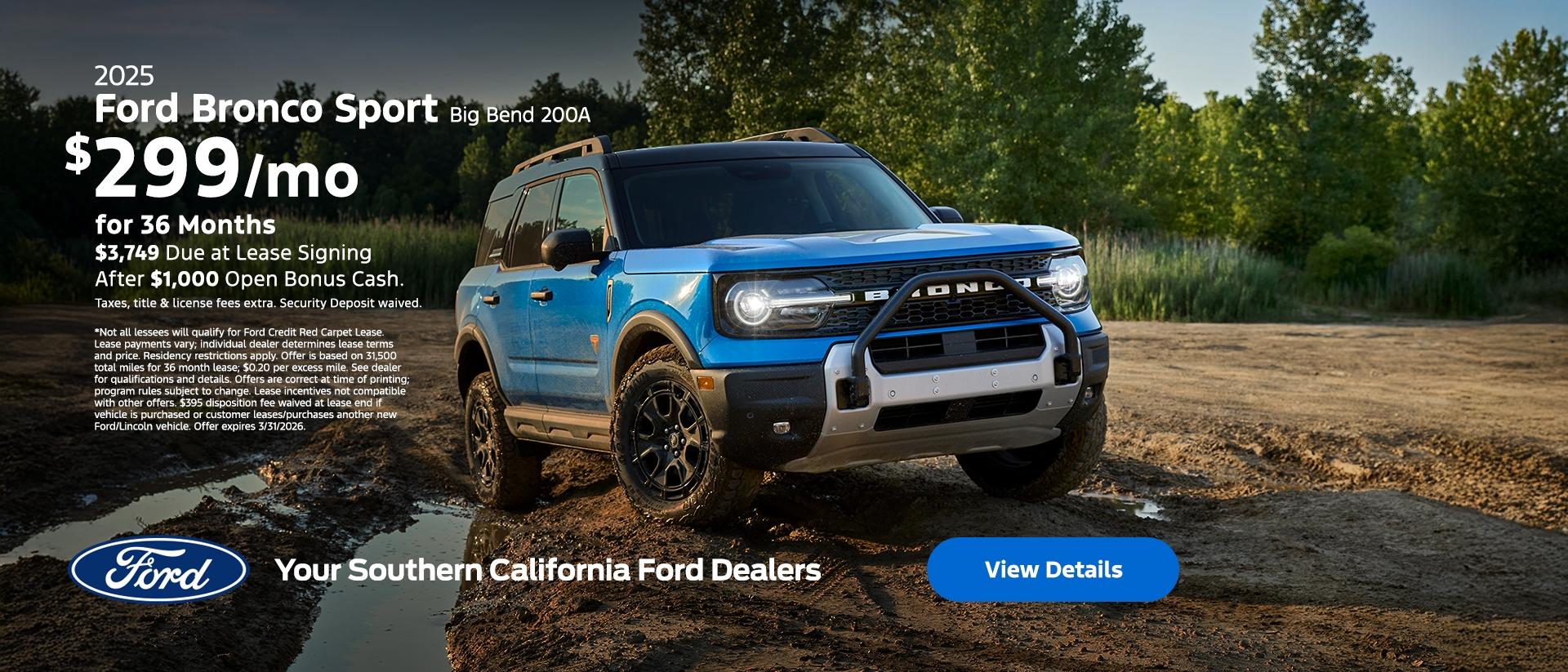 Ford Bronco Sport Lease Offer | Southern California Ford Dealers