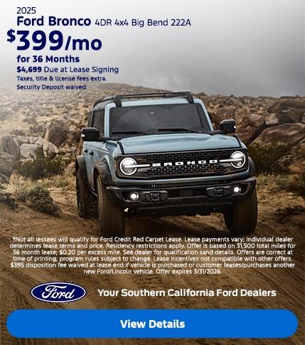 Ford Bronco Lease Offer | Southern California Ford Dealers