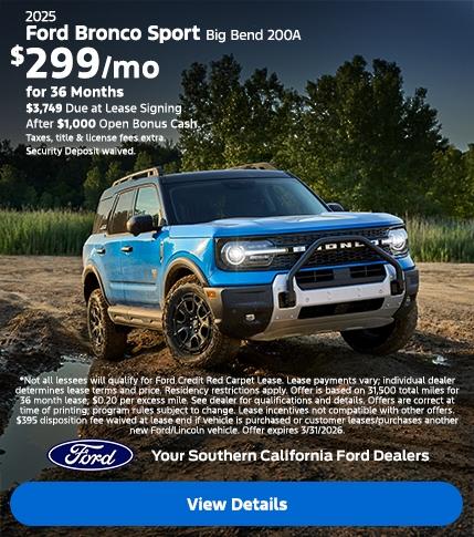 Ford Bronco Sport Lease Offer | Southern California Ford Dealers
