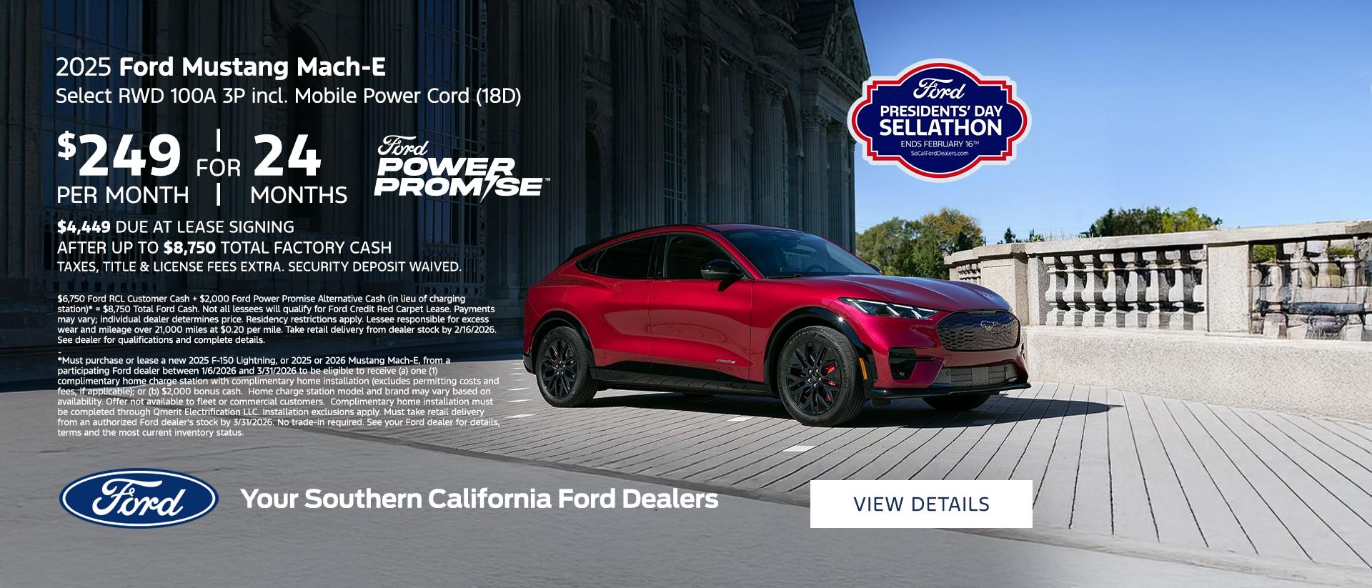 Ford Presidents Day Sellathon 2026 | 2025 Ford Mustang Mach-E Lease Offer | Southern California Ford Dealers Ford Presidents Day Sellathon 2026 | 2025 Ford Mustang Mach-E Lease Offer | Southern California Ford Dealers