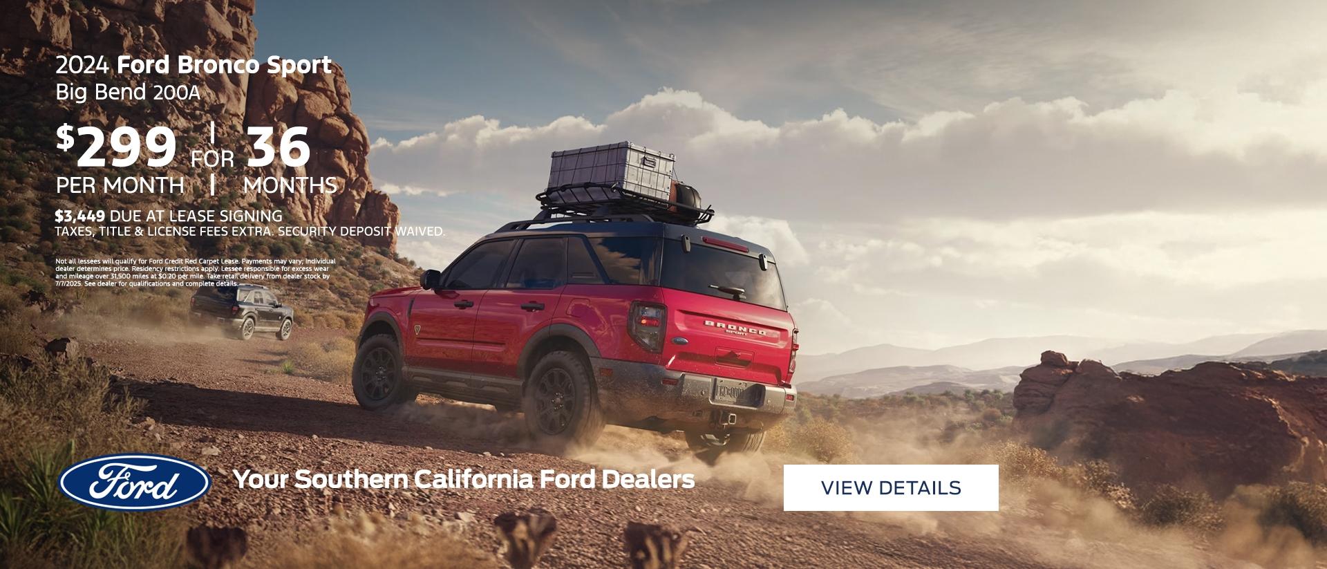Ford Bronco Sport Lease Offer | Southern California Ford Dealers