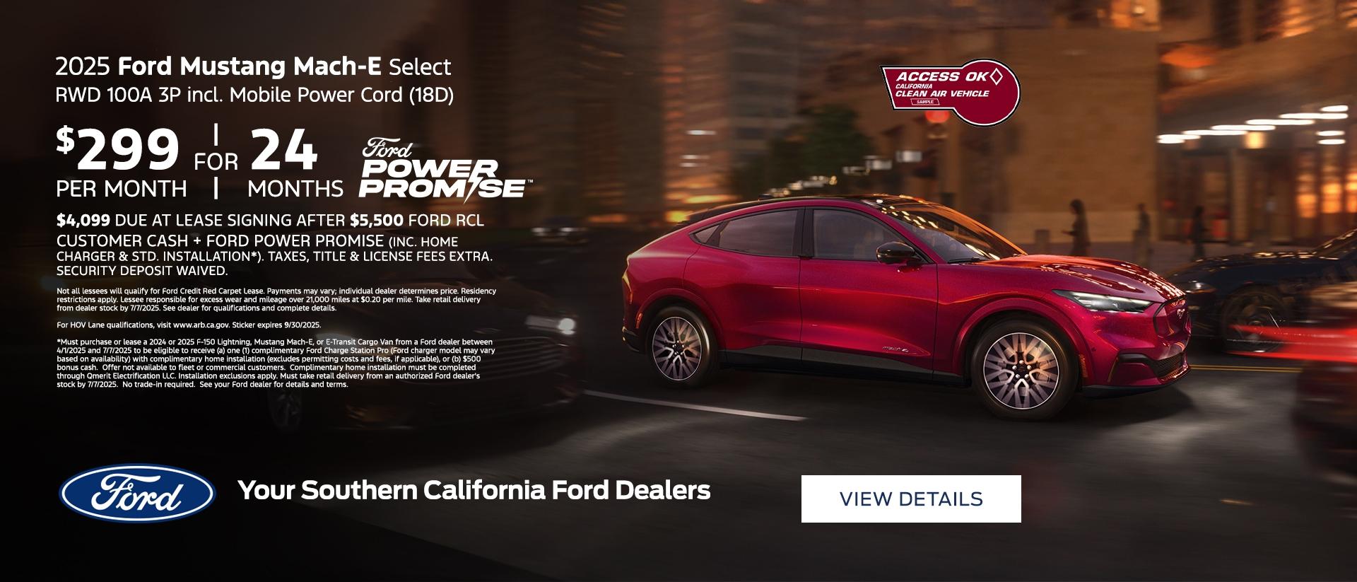 Ford Mustang Mach-E Select Lease Offer | Ford Power Promise | Southern California Ford Dealers