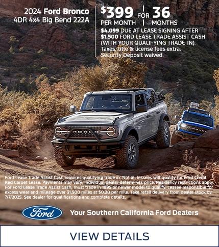 Ford Bronco Lease Offer | Ford Lease Trade Assist Cash | Southern California Ford Dealers