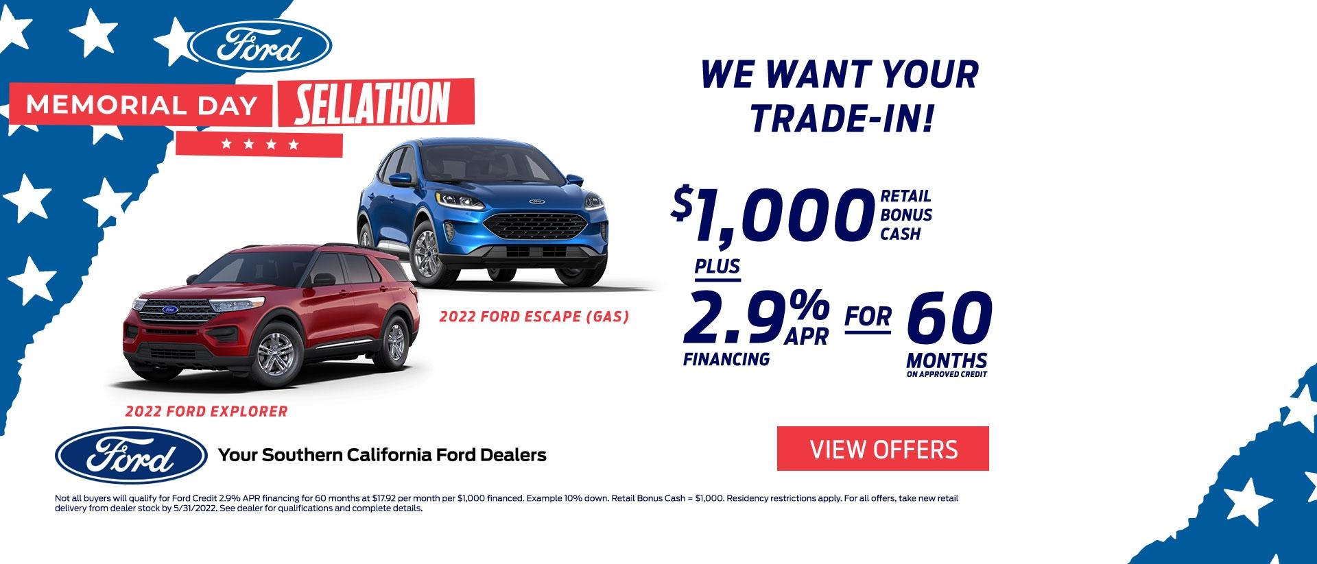 Ford Memorial Day Sellathon | 2022 Ford Explorer &amp; 2022 Ford Escape Gas | Southern California Ford Dealers