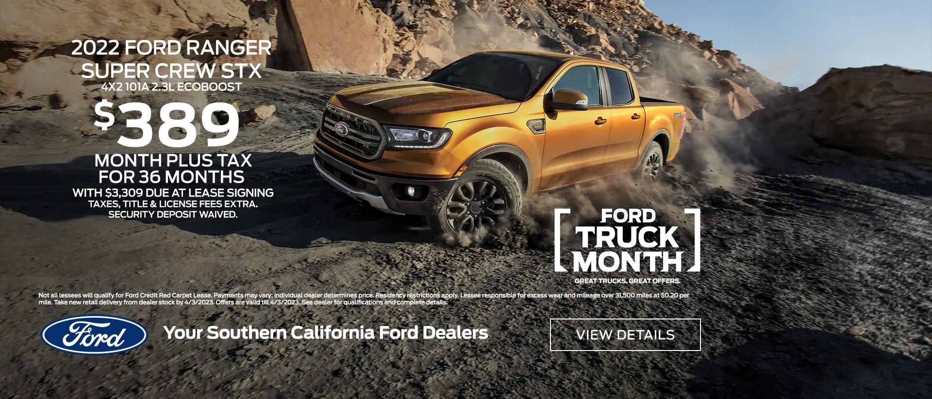 2022 Ford Ranger Lease Offer | Southern California Ford Dealers