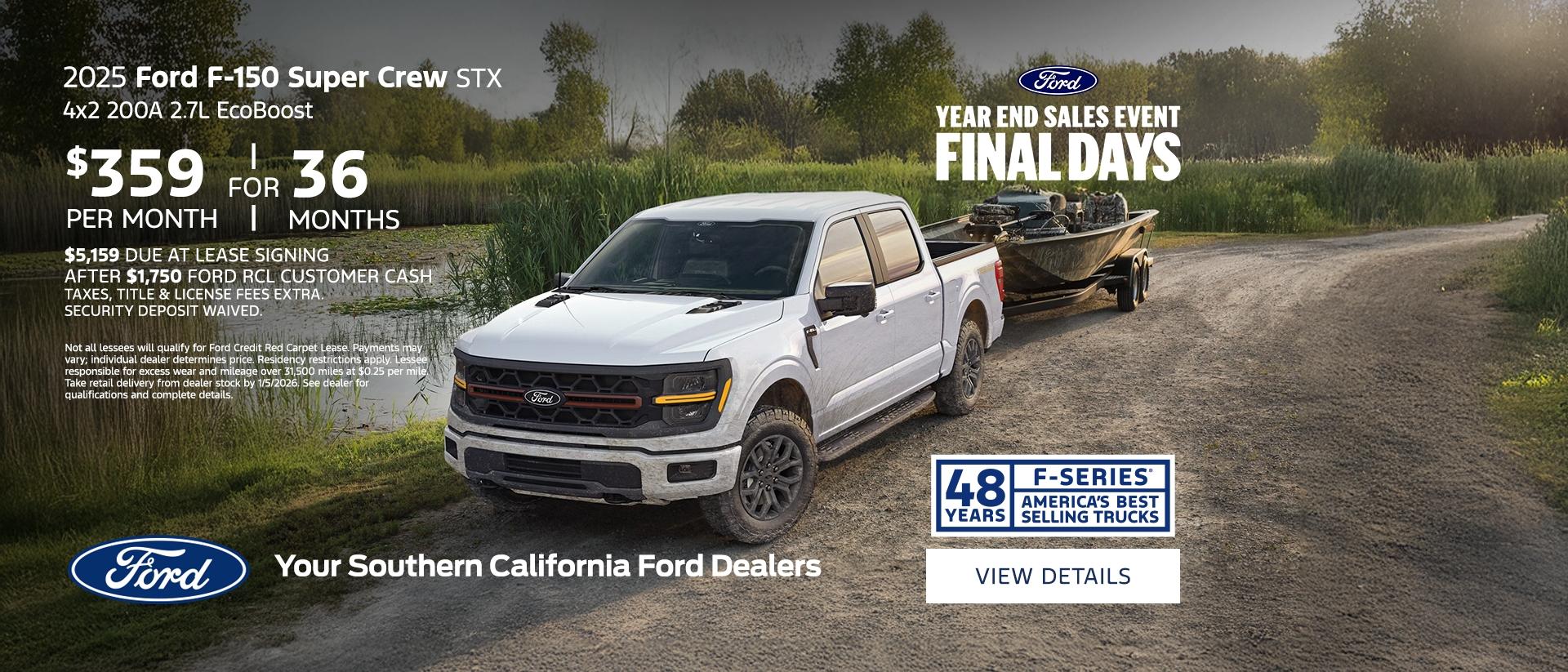 Ford Year End Sales Event | 2025 Ford F-150 Lease Offer | Southern California Ford Dealers