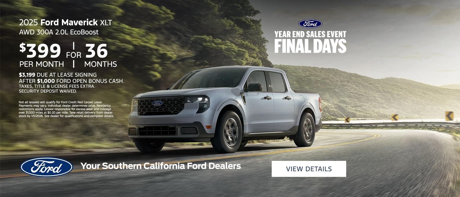 Ford Year End Sales Event | 2025 Ford Maverick Lease Offer | Southern California Ford Dealers