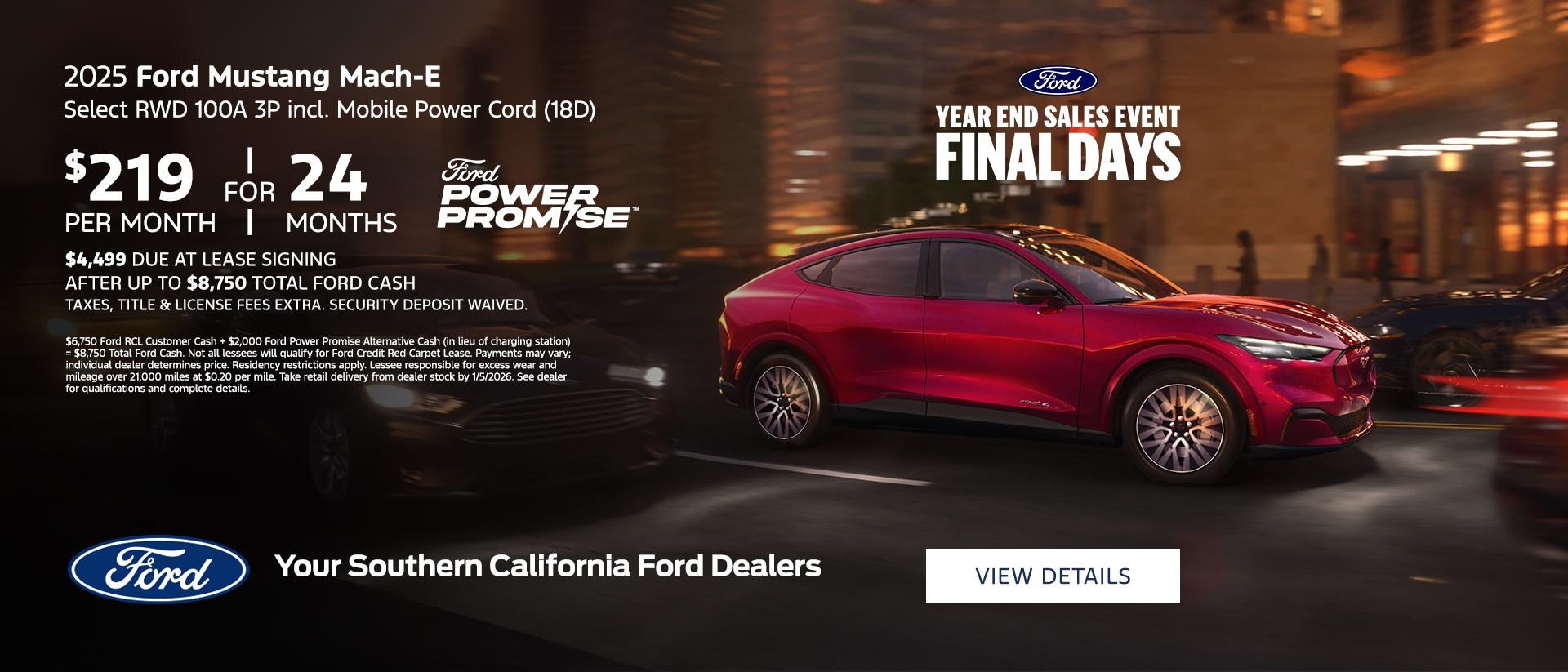 Ford Year End Sales Event | 2025 Ford Mustang Mach-E Lease Offer | Southern California Ford Dealers